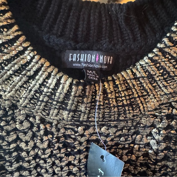 Gold metallic sweater dress size m/l - Picture 4 of 6